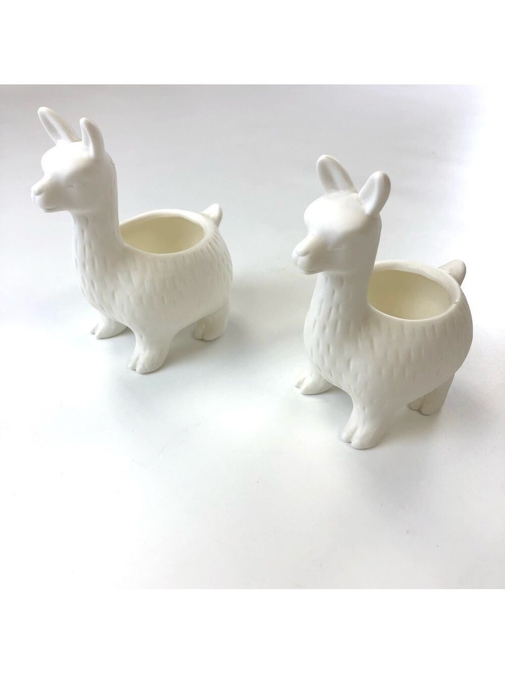 Kikkerland white porcelain llama duo planters